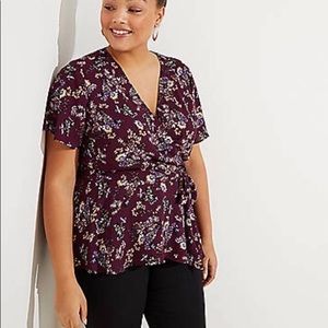 Loft Purple Floral Wrap Top 22
